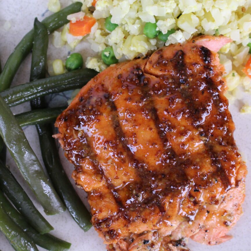 Glazed grilled salmon