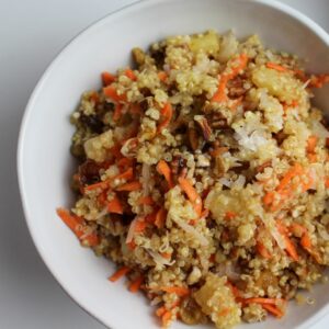 carrot cake quinoa in a bowl