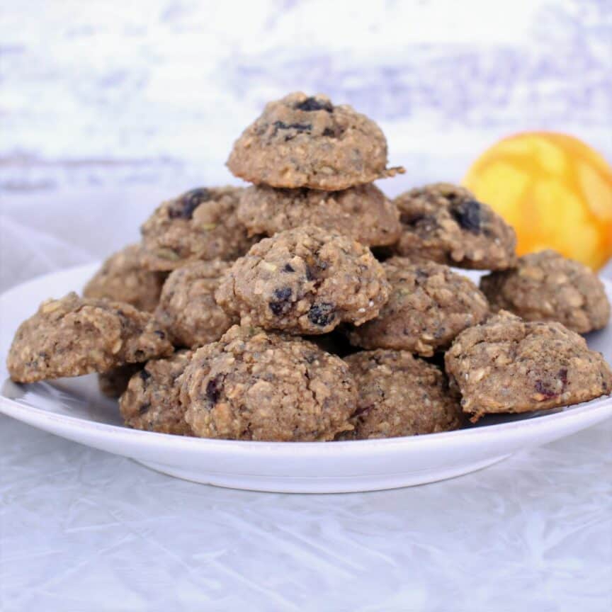 cranberry pistachio oatmeal cookies plated